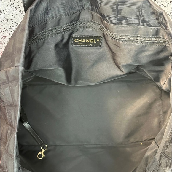 Auth CHANEL Travel Line Tote with CC Canvas in Black - Picture 2 of 6